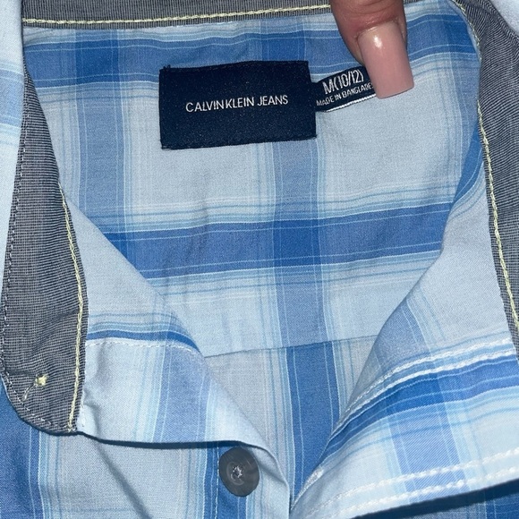 Calvin Klein Jeans Blue and White Button Down Shirt Boys M - Picture 6 of 6